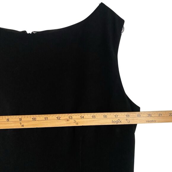 Talbots Black Sheath Dress Size 10 Black Sleeveless Belted Minimalist Career - Picture 9 of 12